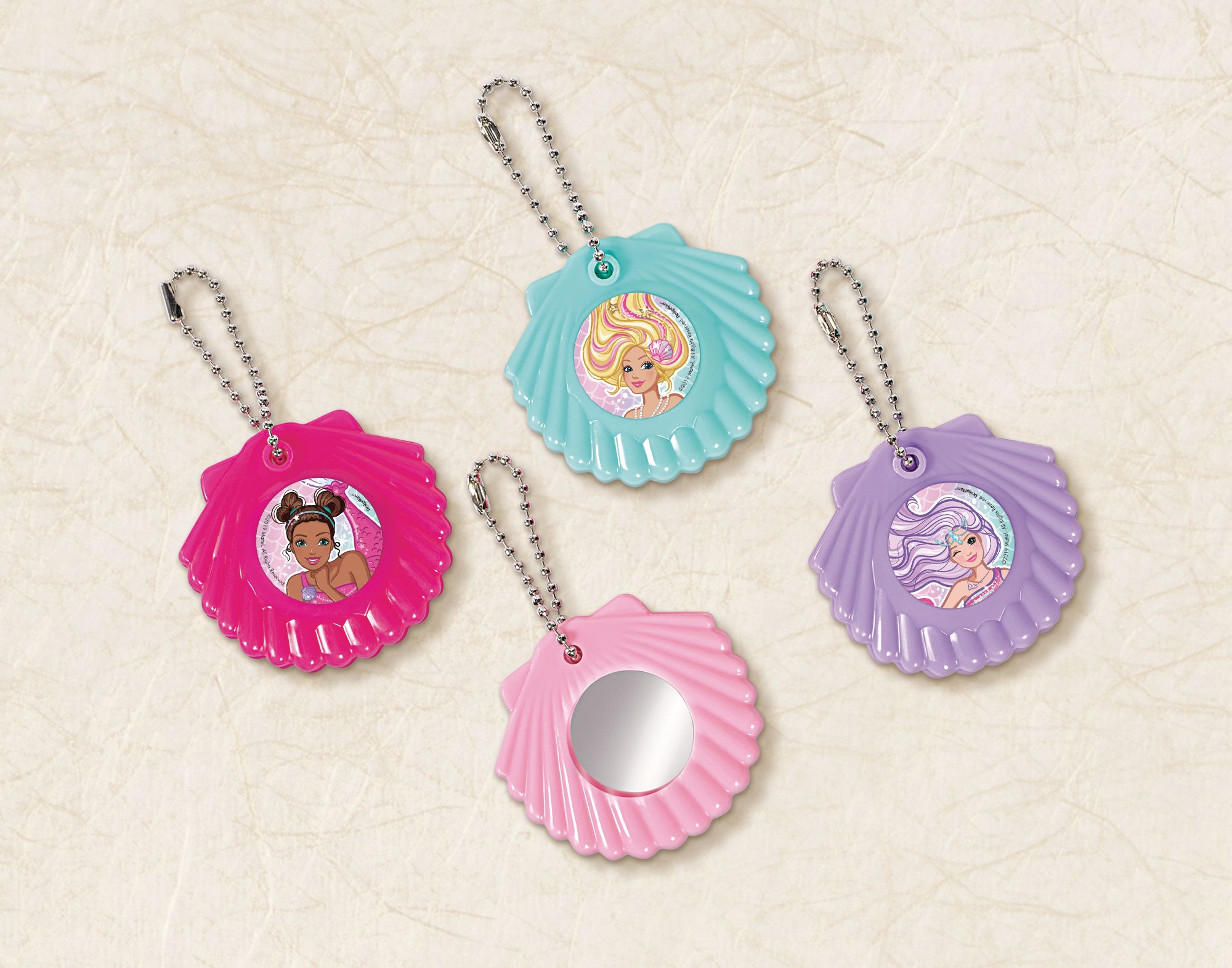 Barbie Mermaid Mirror Keychains for Birthday Party Favours, 8-pk Overhead_Flat