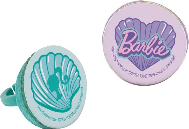 Barbie Mermaid Plastic Rings for Birthday Party Favours, Purple/Teal, 8-ct Composite_or_Mixed