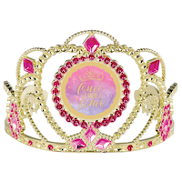 Disney Princess Once Upon A Time Bejeweled Tiara Crown, Pink/Gold, One Size, Wearable Accessory for Birthdays Front_Flat