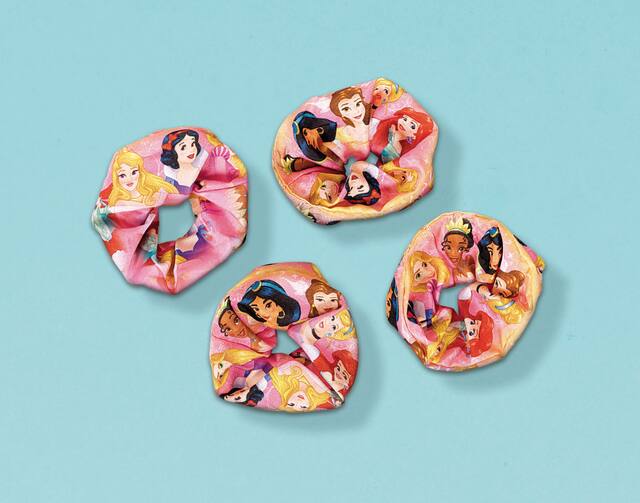 Disney Once Upon a Time Hair Scrunchies for Birthday Party Favours, 4-pk Overhead_Flat