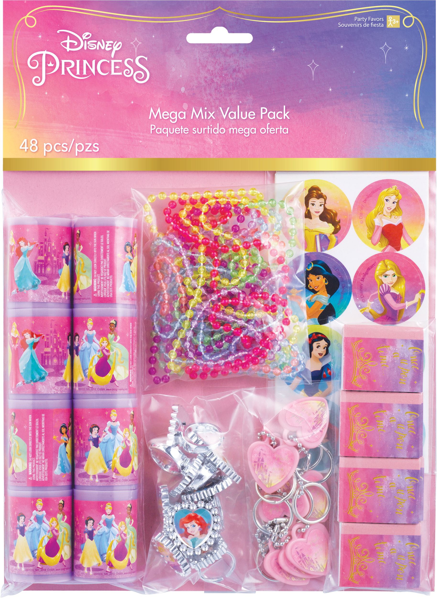 Cadeaux-surprises pour fête d'anniversaire Princesses Disney Il était une fois, paq. 48 Front_Flat