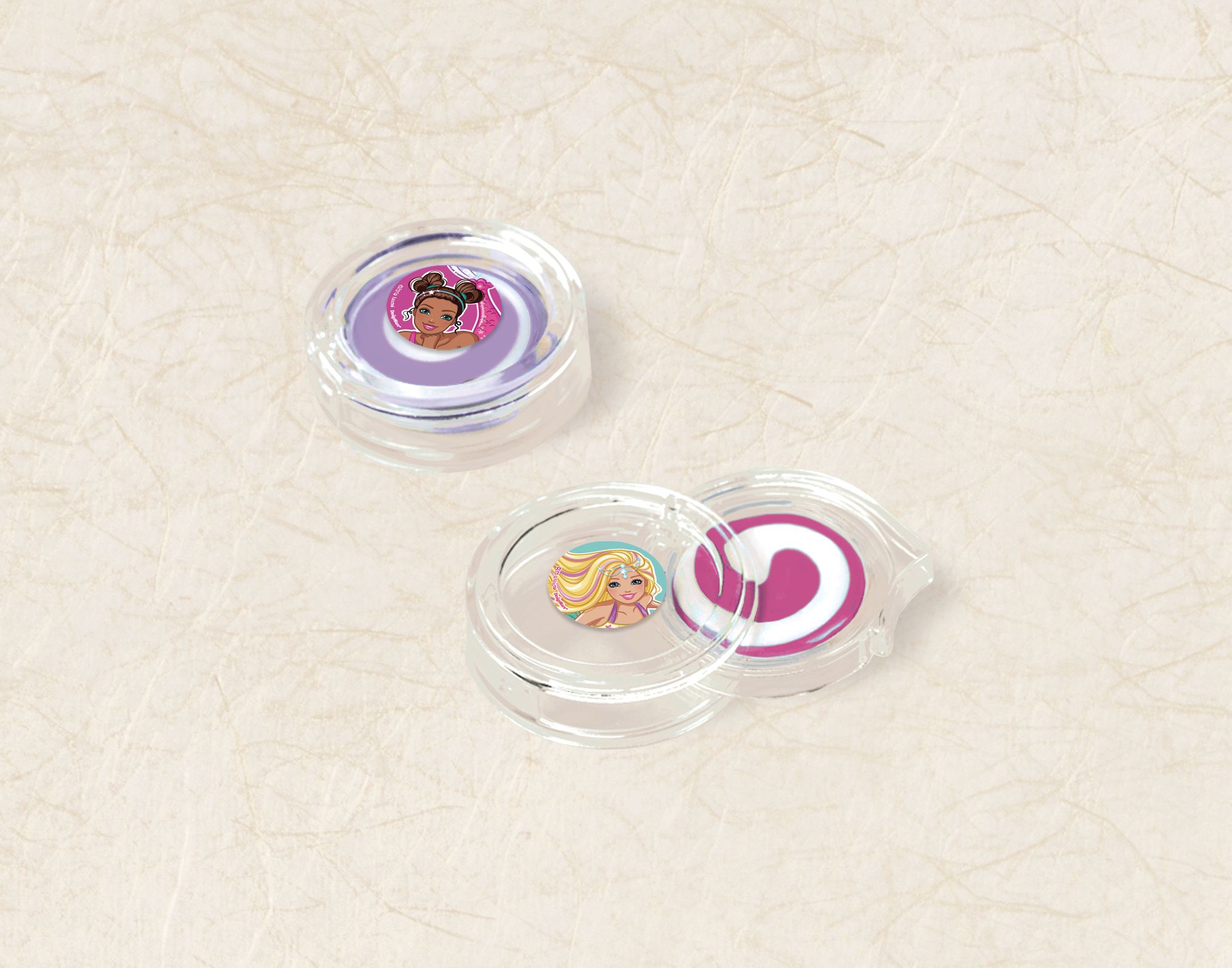 Barbie Mermaid Lip Glosses for Birthday Party Favours, 4-pk Overhead_Plunge
