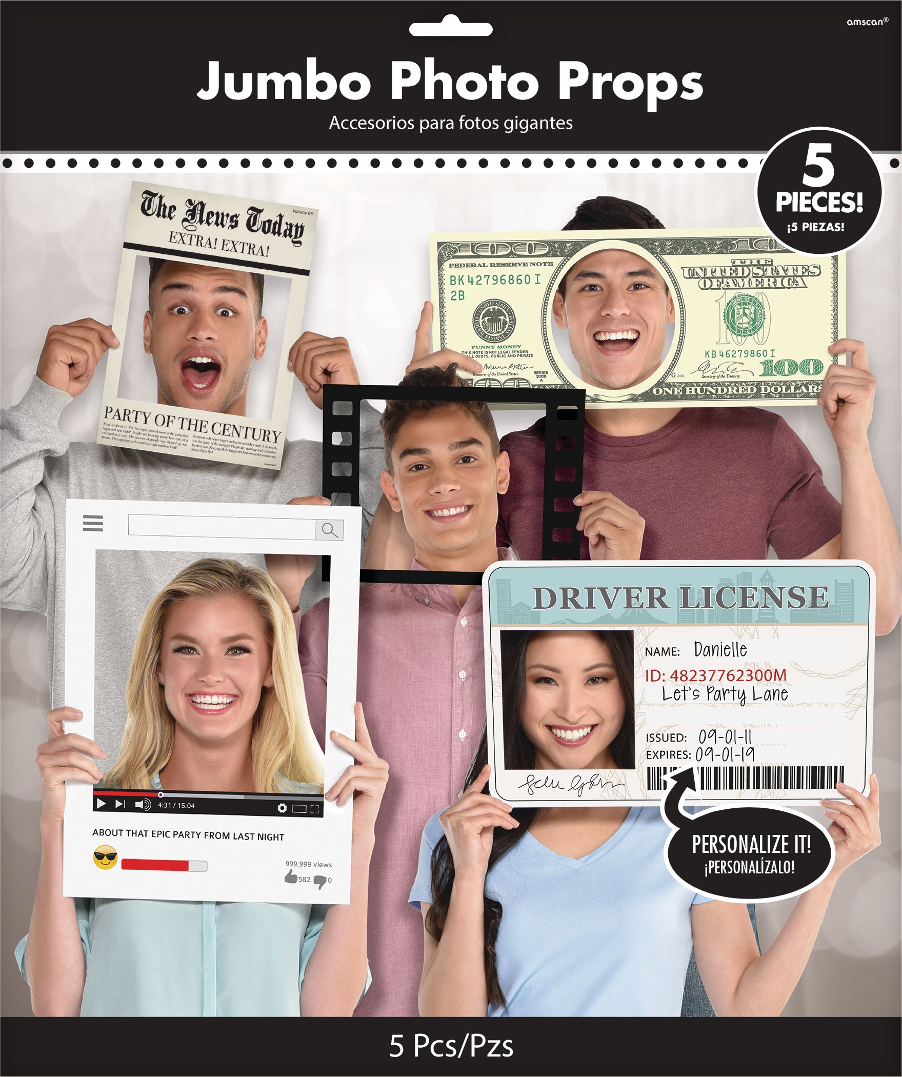 Fun Frame Photo Booth Props, 5-pk Front_Flat