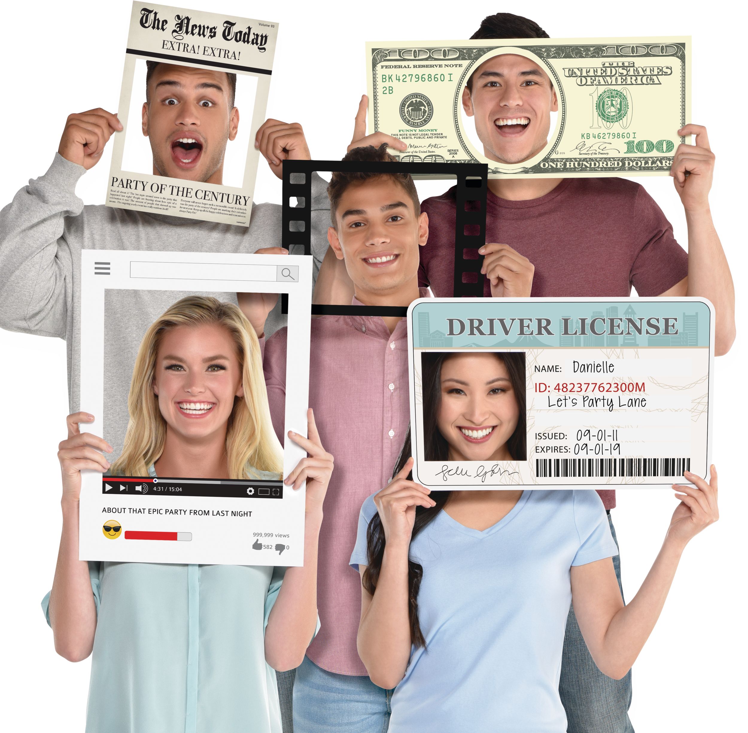 Fun Frame Photo Booth Props, 5-pk Front_Flat