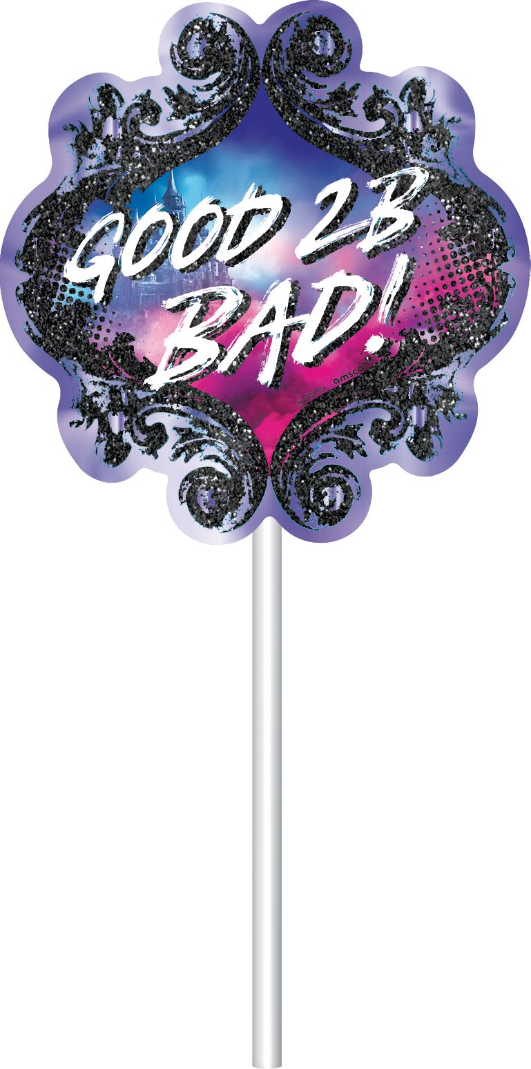 Disney Descendants "Celebrate" Plastic Fringe Scene Setter Background Decoration with Photo Booth Props, Purple, 36-in, 20-pk, for Birthday Party Front_Flat