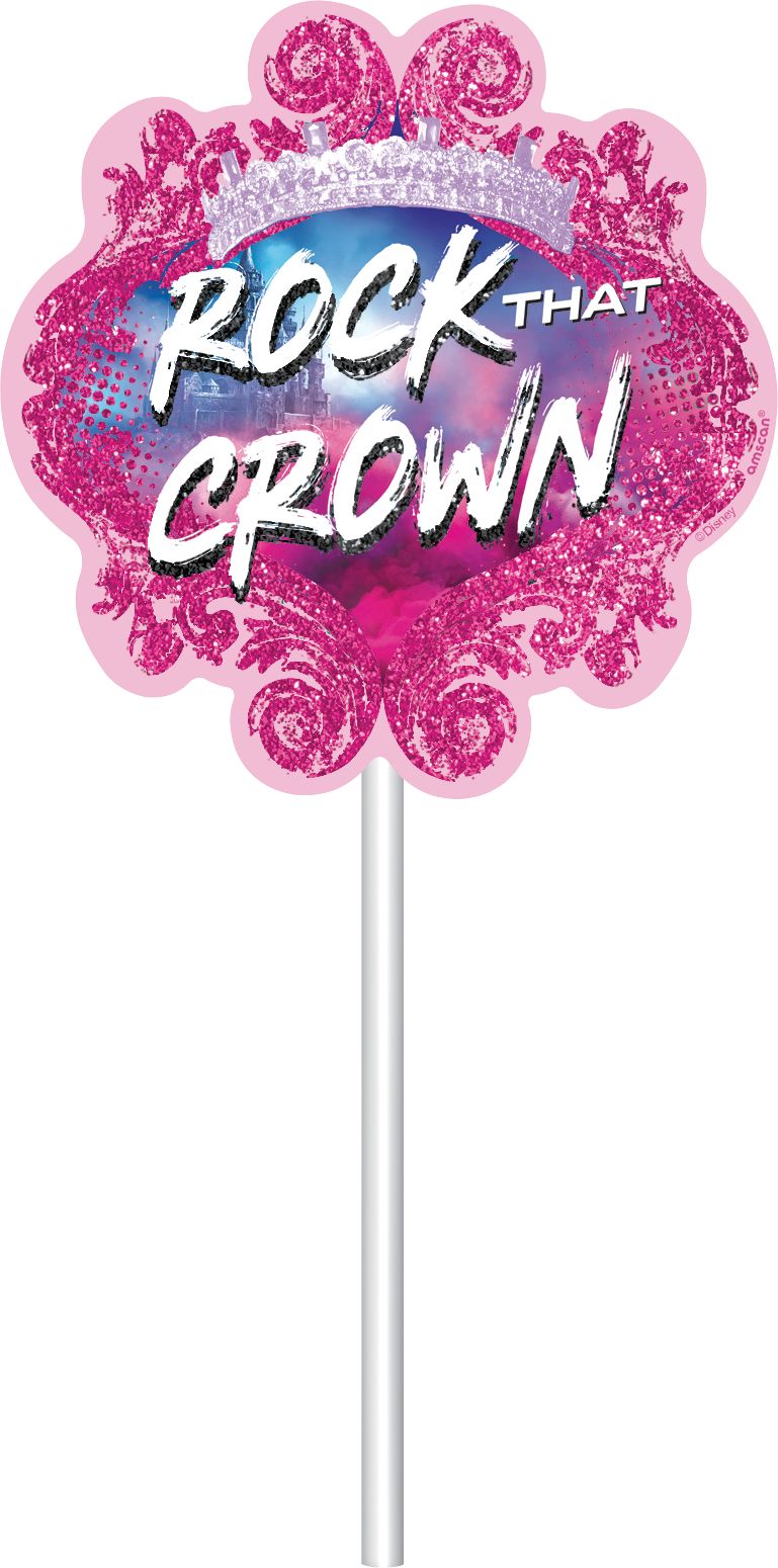 Disney Descendants "Celebrate" Plastic Fringe Scene Setter Background Decoration with Photo Booth Props, Purple, 36-in, 20-pk, for Birthday Party Front_Flat