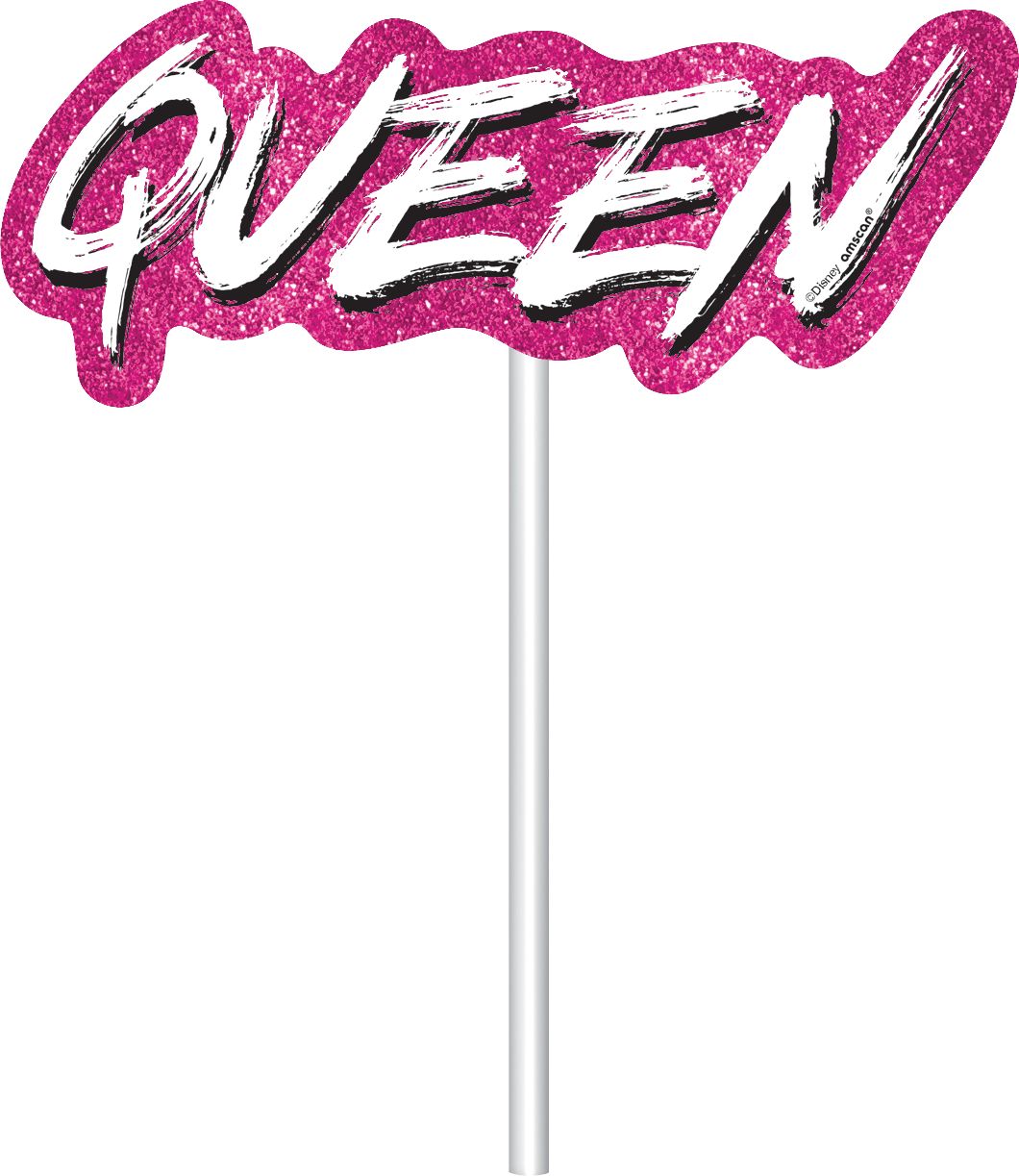 Disney Descendants "Celebrate" Plastic Fringe Scene Setter Background Decoration with Photo Booth Props, Purple, 36-in, 20-pk, for Birthday Party Front_Flat