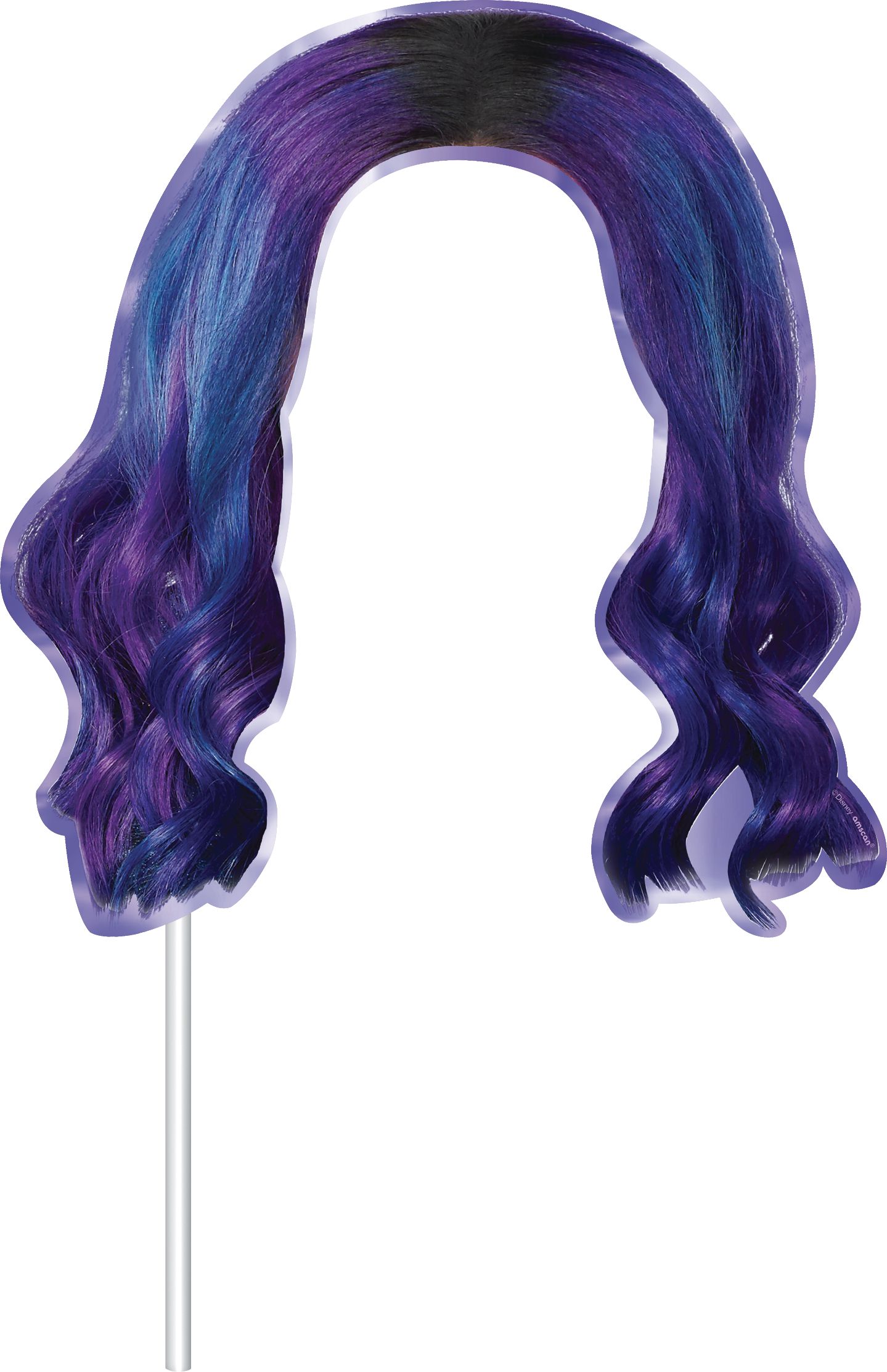 Disney Descendants "Celebrate" Plastic Fringe Scene Setter Background Decoration with Photo Booth Props, Purple, 36-in, 20-pk, for Birthday Party Front_Flat