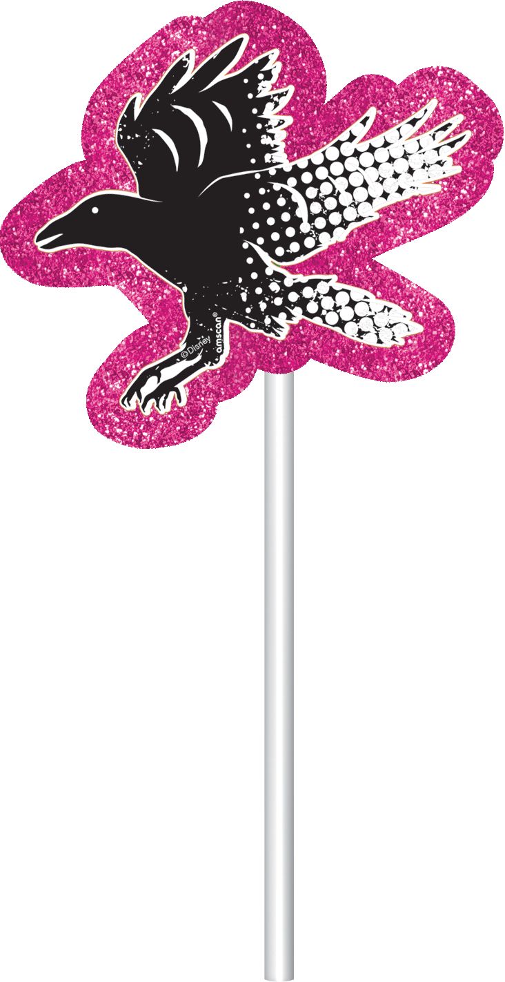 Disney Descendants "Celebrate" Plastic Fringe Scene Setter Background Decoration with Photo Booth Props, Purple, 36-in, 20-pk, for Birthday Party Front_Flat