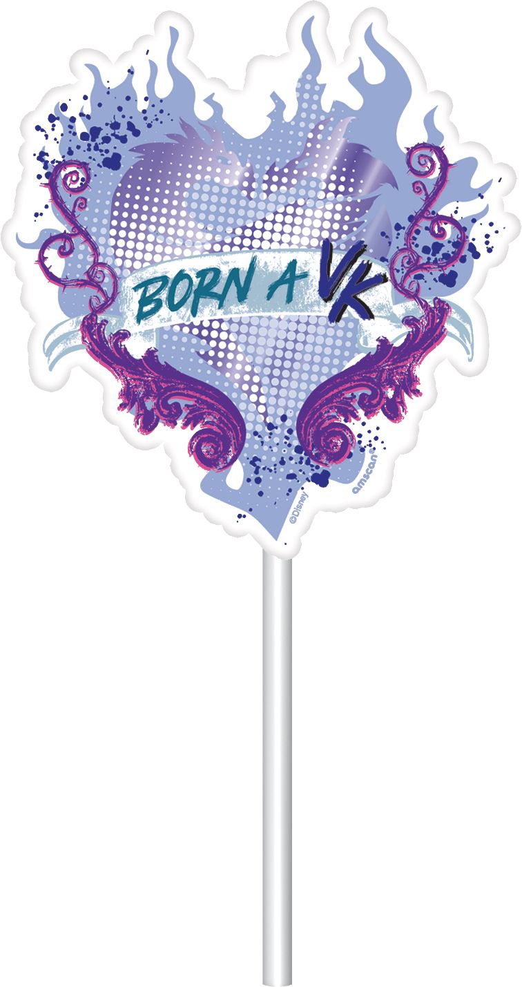 Disney Descendants "Celebrate" Plastic Fringe Scene Setter Background Decoration with Photo Booth Props, Purple, 36-in, 20-pk, for Birthday Party Front_Flat