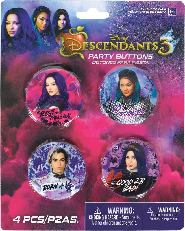 Descendants 3 Buttons, 4-pk Front_Flat