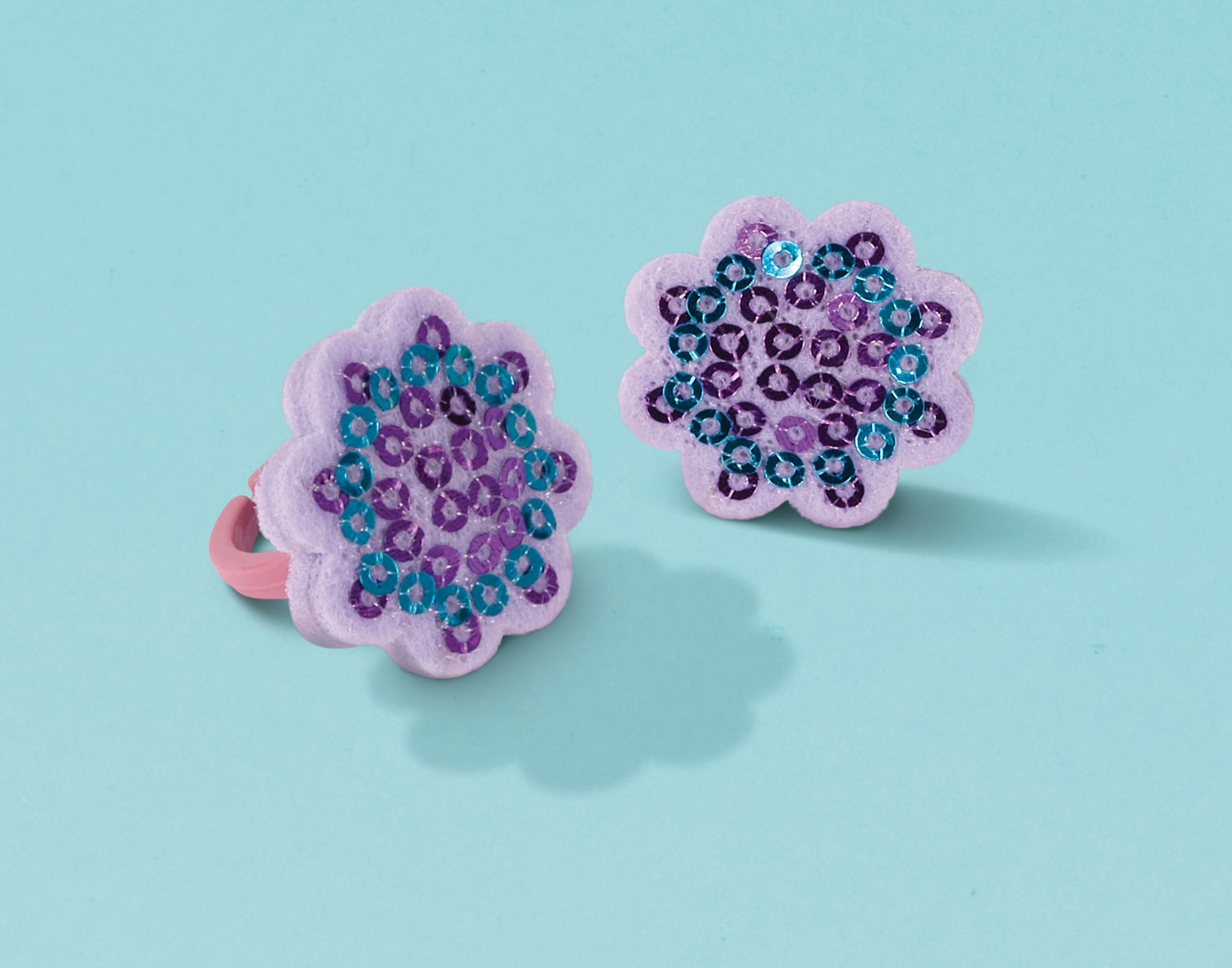 Llama Fun Sequin Rings for Birthday Party Favours, Purple, 8-pk Composite_or_Mixed