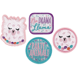 Llama Fun Fabric Patches for Birthday Party Favours, 4-pk Overhead_Flat