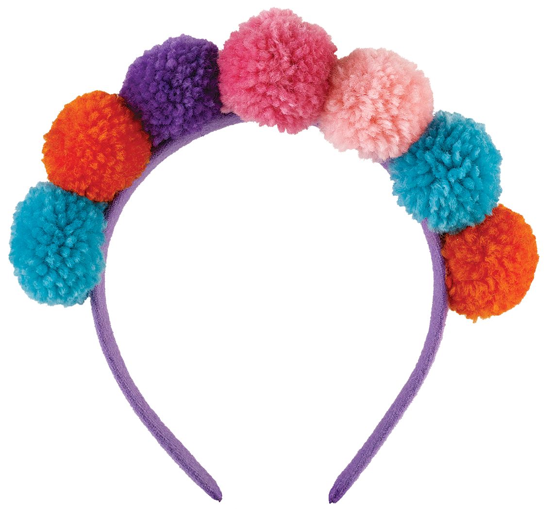 Llama Fun Pom-Pom Headband for Birthday Party/Dress Up Front_Flat