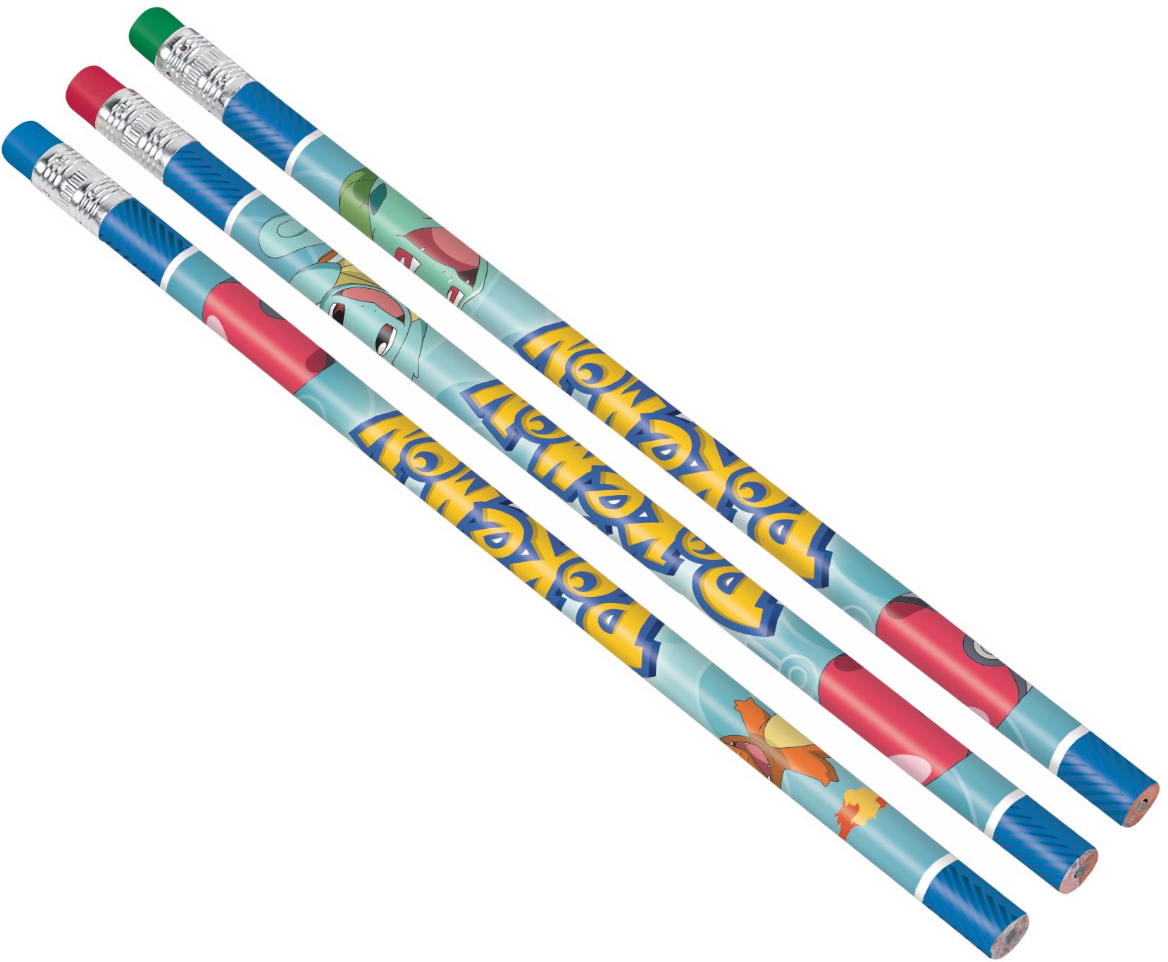 Classic PokÃ©mon Pencils for Birthday Party Favours, 8-pk Overhead_Flat