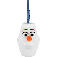 Disney Frozen Olaf Plastic Reusable Sippy Tumbler Cup with Straw, White/Blue, 9-oz, for Birthday Party