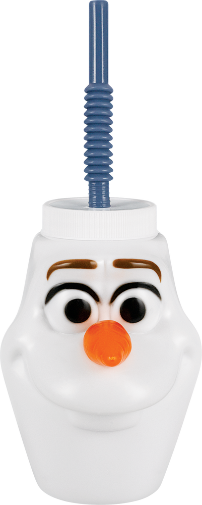 Disney Frozen Olaf Plastic Reusable Sippy Tumbler Cup with Straw,  White/Blue, 9-oz, for Birthday Party