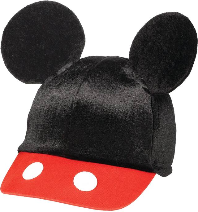 Disney Mickey Mouse Baseball Hat with Ears, Red/Black, One Size, Wearable Costume Accessory for Halloween Front_Angled_Left