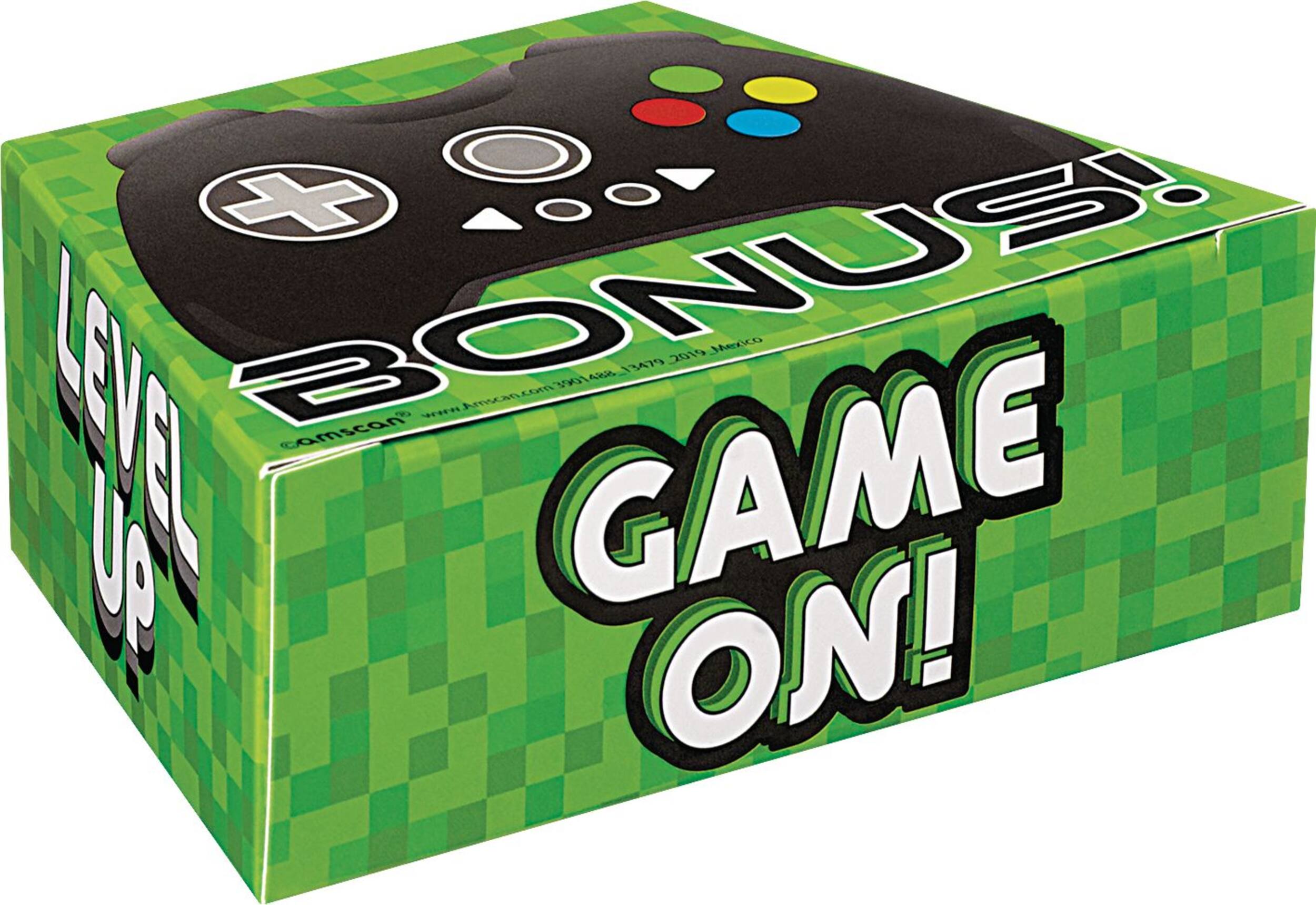 Level Up Video Game Controller Birthday Party Favour Treat Box, Green, 8-pk Front_Angled_Right