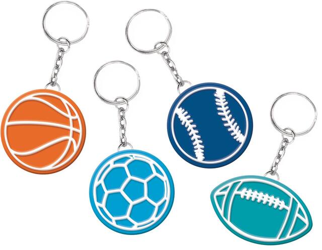 Porte-clés pour cadeaux-surprises d'anniversaire Anniversaire sportif, paq. 8 Composite_or_Mixed