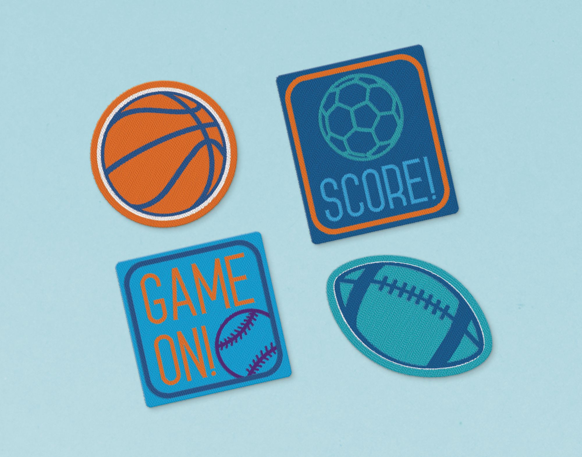 Birthday Baller Fabric Embroidered Patches for Birthday Party Favours, 4-pk Overhead_Flat