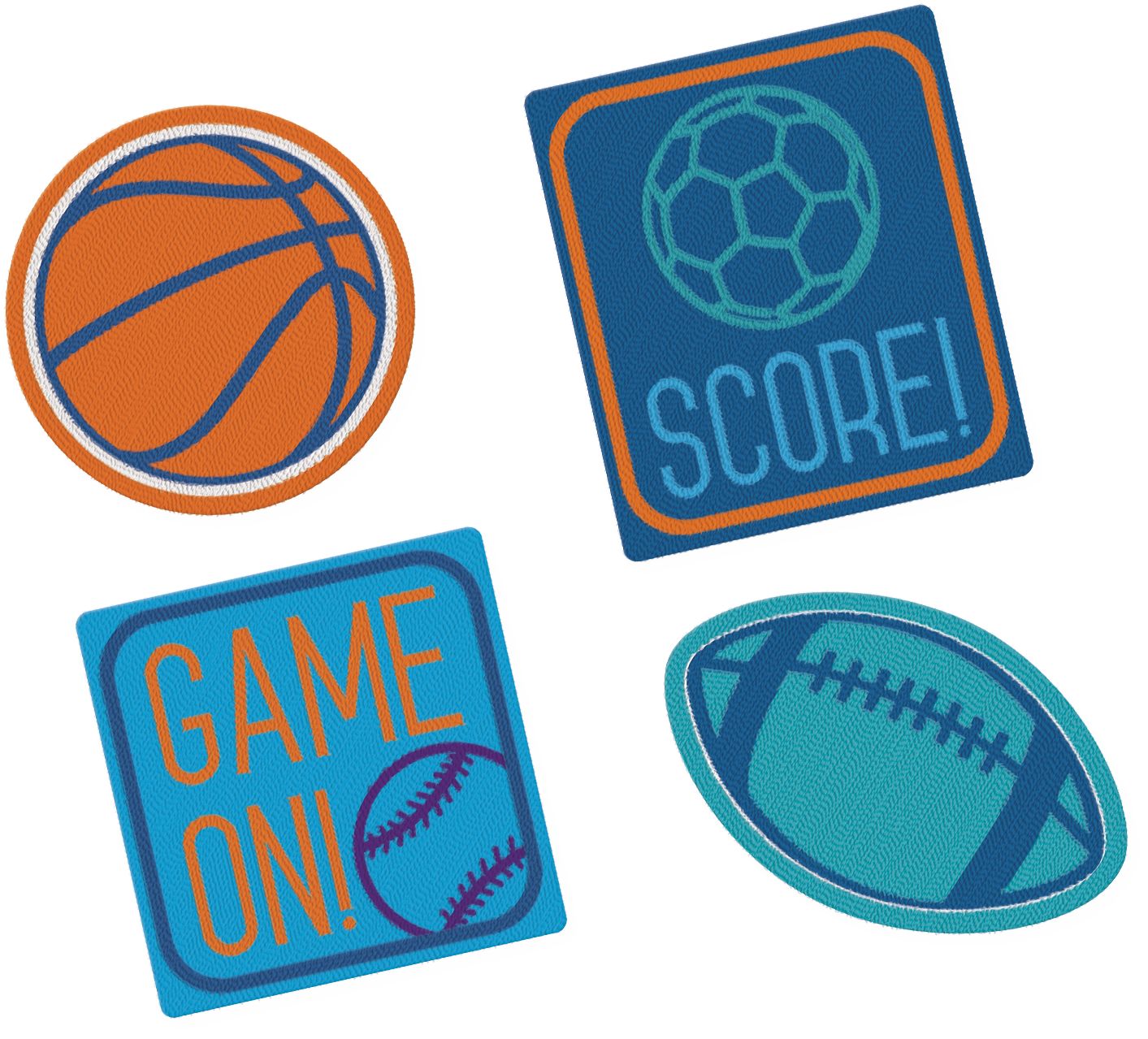 Birthday Baller Fabric Embroidered Patches for Birthday Party Favours, 4-pk Overhead_Flat