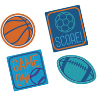 Écussons brodés en tissu pour cadeaux-surprises pour fête d'anniversaire, anniversaire sportif, paq. 4 Overhead_Flat