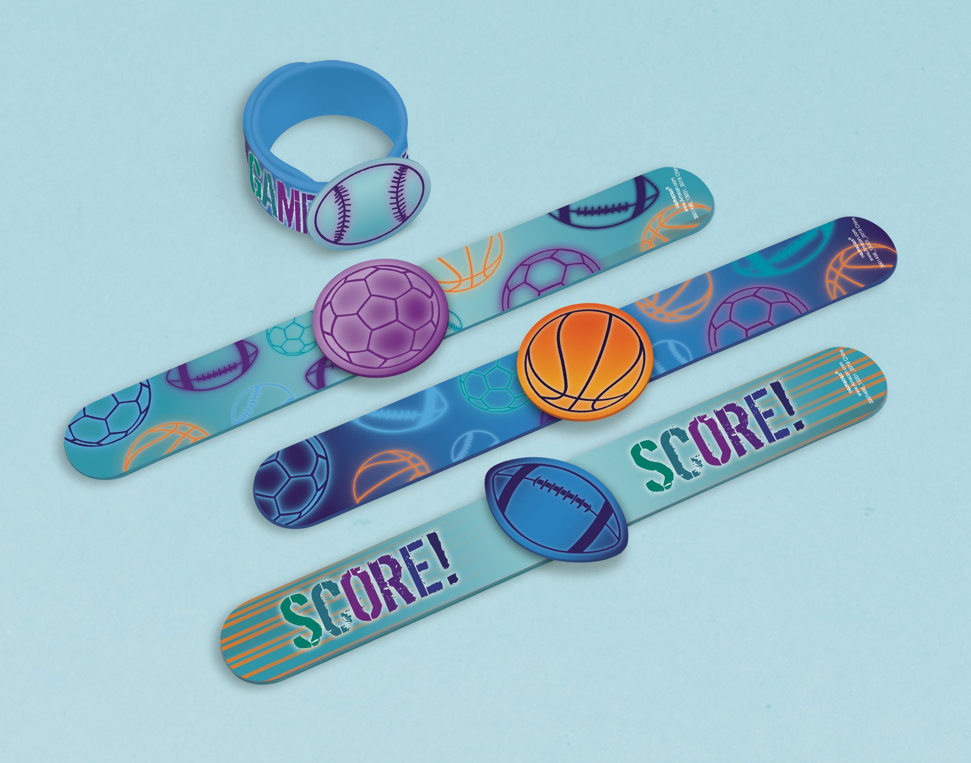 Birthday Baller Slap Bracelets for Birthday Party Favours, 4-pk Overhead_Plunge