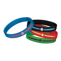 Disney Marvel Avengers Rubber Bracelet Wristbands, Blue/Black/Red/Green, One Size, 4-pk, Wearable Favours  for Birthdays Composite_or_Mixed