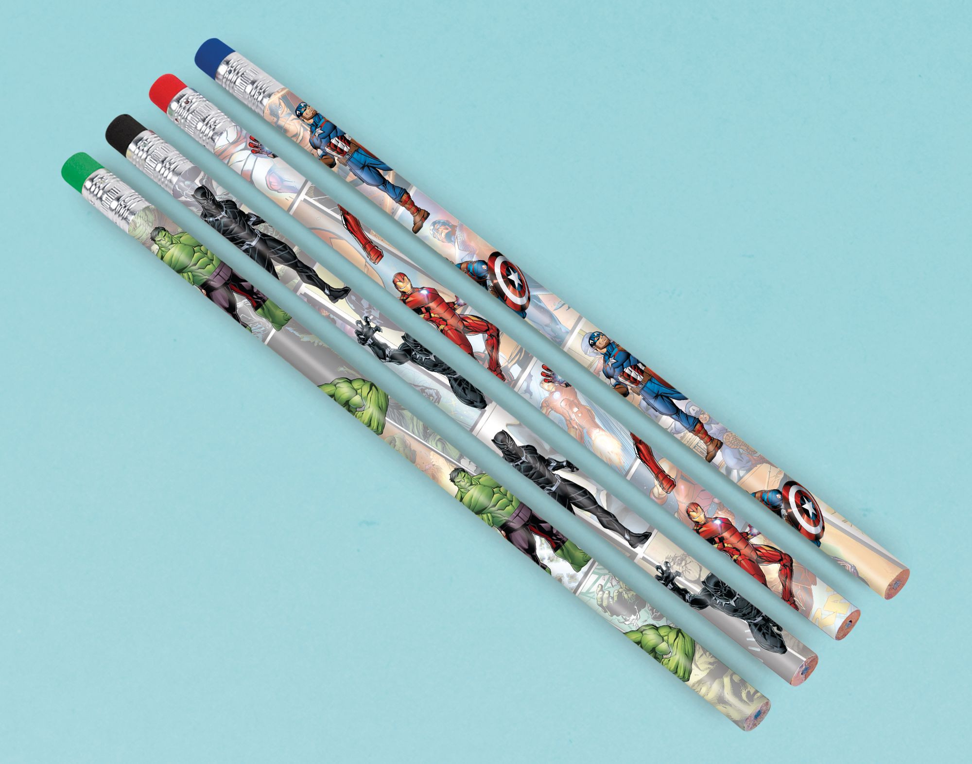 Crayons pour cadeaux-surprises d'anniversaire, Marvel Powers Unite, paq. 8 Overhead_Flat