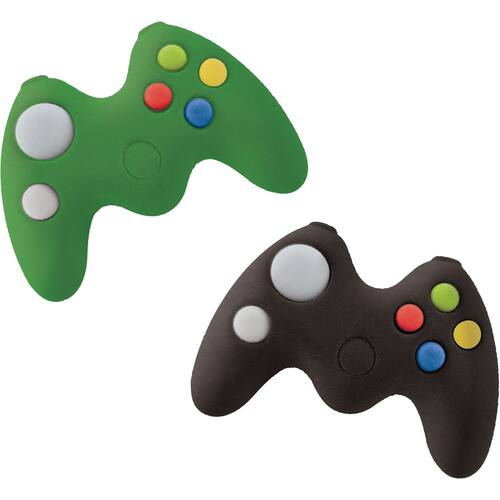 Level Up Game Controller Pencil Erasers, Green/Black, 8-pk, for Arts & Crafts/Birthday Favour