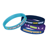 Battle Royal "Storm the Party!" Rubber Bracelet Wristbands, Blue, One Size, 4-pk, Wearable Favours  for Birthdays Composite_or_Mixed
