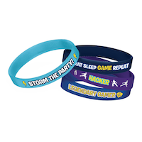 Battle Royal "Storm the Party!" Rubber Bracelet Wristbands, Blue, One Size, 4-pk, Wearable Favours  for Birthdays Composite_or_Mixed