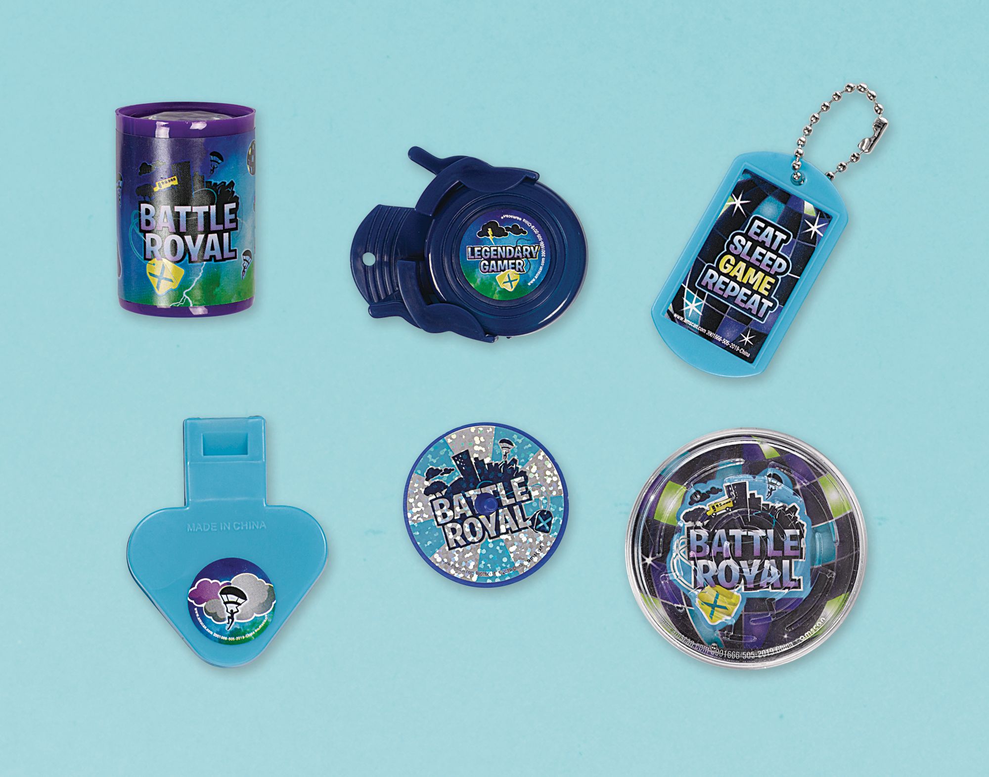 Battle Royal "Eat Sleep Game Repeat" Mega Mix Party Favour Pack, Blue, 48-pk, for Birthday/Party Favour Composite_or_Mixed