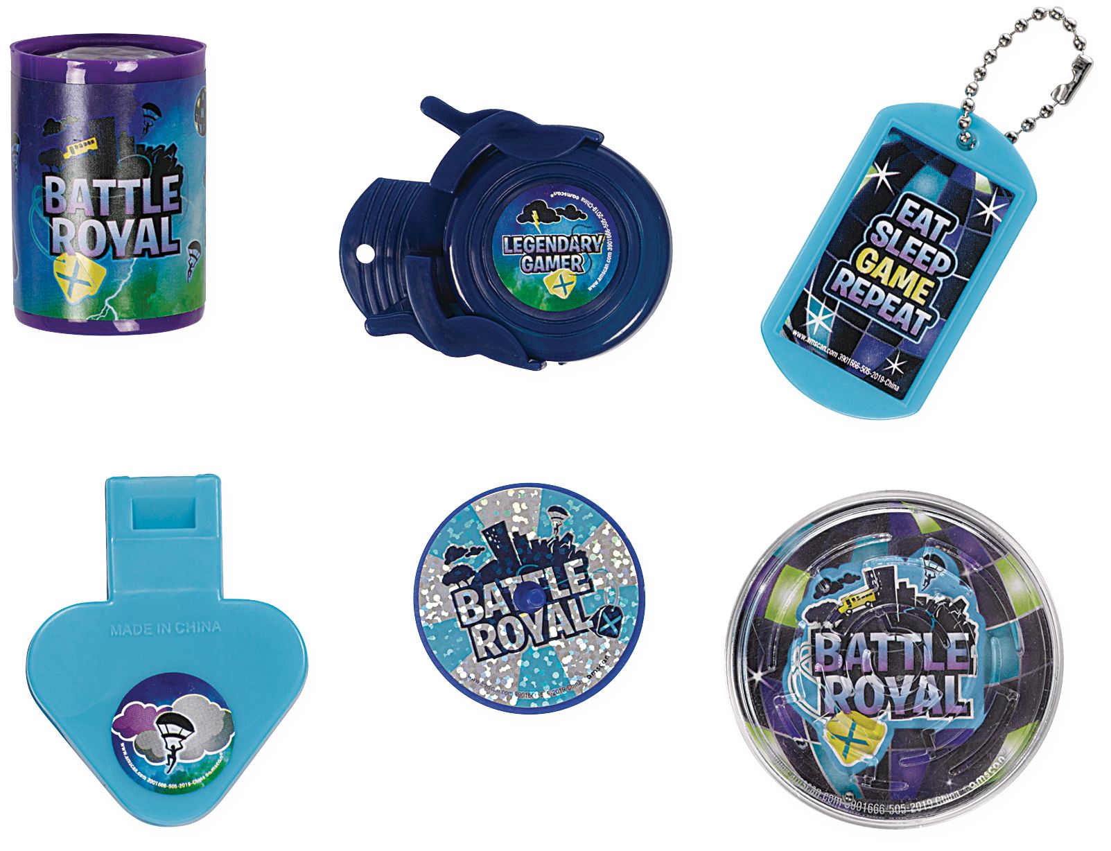 Battle Royal "Eat Sleep Game Repeat" Mega Mix Party Favour Pack, Blue, 48-pk, for Birthday/Party Favour Composite_or_Mixed