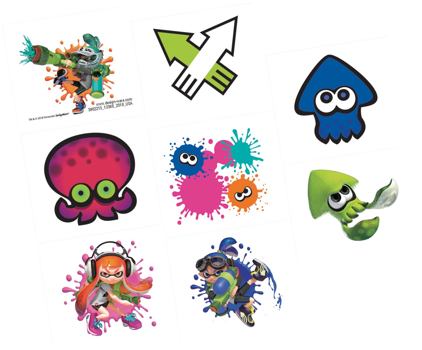 Splatoon Tattoos 1 Sheet Front_Angled_Right