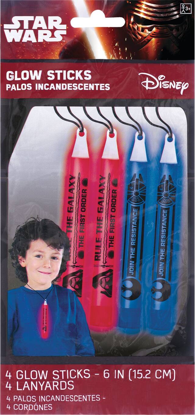 Star Wars Episode VII The Force Awakens Glow Stick Necklaces for Birthday Party Favours, 4-pk Front_Flat