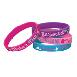 Shimmer and Shine Rubber Wristbands for Birthday Party Favours, Pink/Purple/Blue, 4-pk, Ages 3+ Composite_or_Mixed