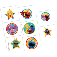 Sesame Street Easy to Apply Temporary Party Favour Tattoos, 8-pc, Ages 4+ Overhead_Flat