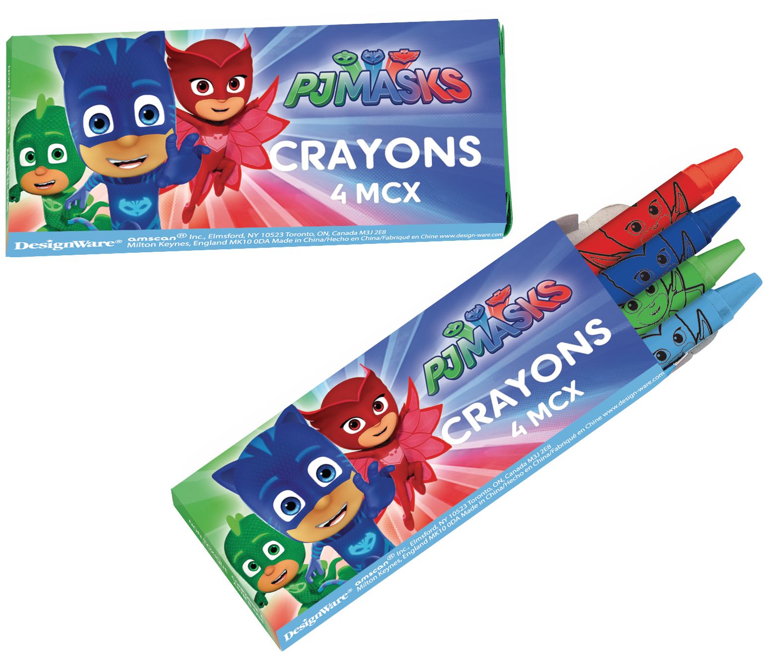 PJ Masks Crayon Boxes for Birthday Party Favours, 12-pk Overhead_Plunge