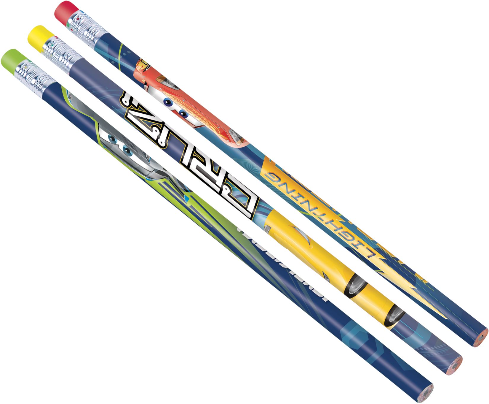 Crayons pour cadeaux-surprises pour fête d'anniversaire, Disney Les bagnoles 3, paq. 12 Overhead_Flat
