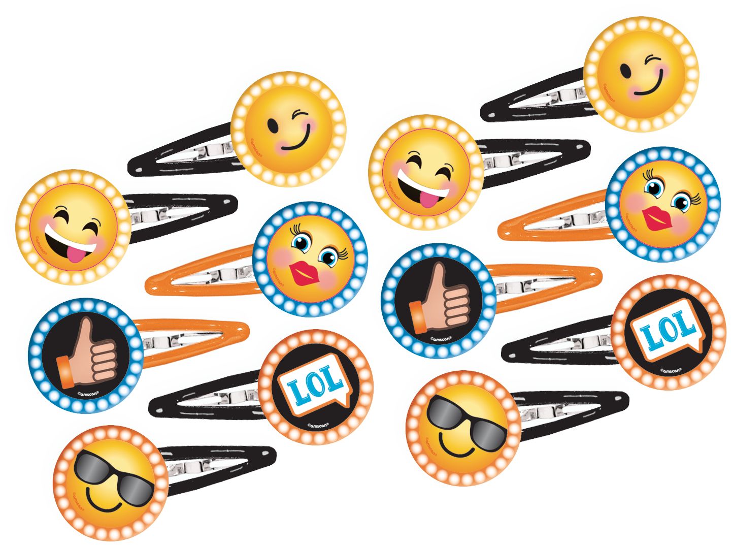 LOL Smiley Hair Clips for Birthday Party Favours, 12-pc Overhead_Flat
