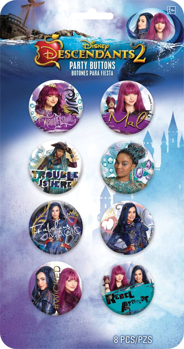 Descendants 2 Buttons, 8-pk Front_Flat