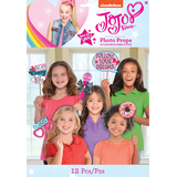 Nickelodeon JoJo Siwa Plastic Scene Setter Background Decoration with Photo Booth Props, Pink/Blue, 14.5-in, 12-pk, for Birthday Party Front_Flat