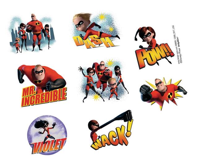Disney Incredibles 2 Tattoos for Birthday Party Favours, 1 Sheet Overhead_Flat