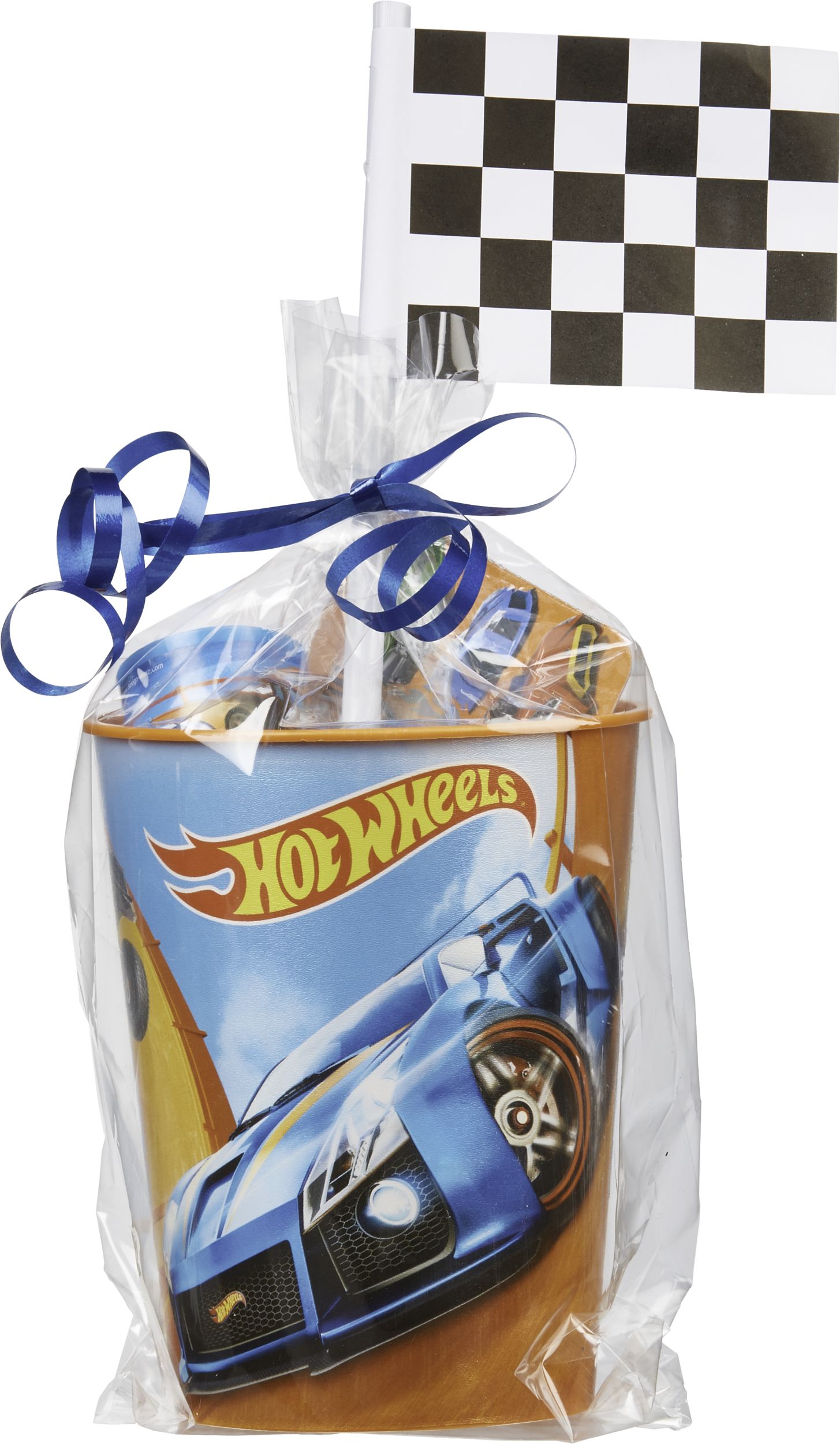 Hot Wheels Plastic Reusable Favour Cup, Blue/Orange, 16-oz, for Birthday Party Front_Flat