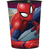 Disney Marvel Spider-Man Plastic Reusable Favour Cup, Red/Blue, 16-oz, for Birthday Party Front_Flat