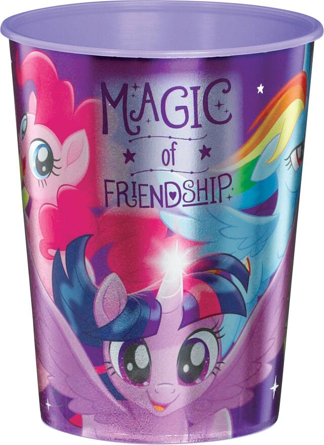 Gobelet à surprises pour fête d'anniversaire métallique, Mon petit poney, mauve, 16 oz Front_Elevated