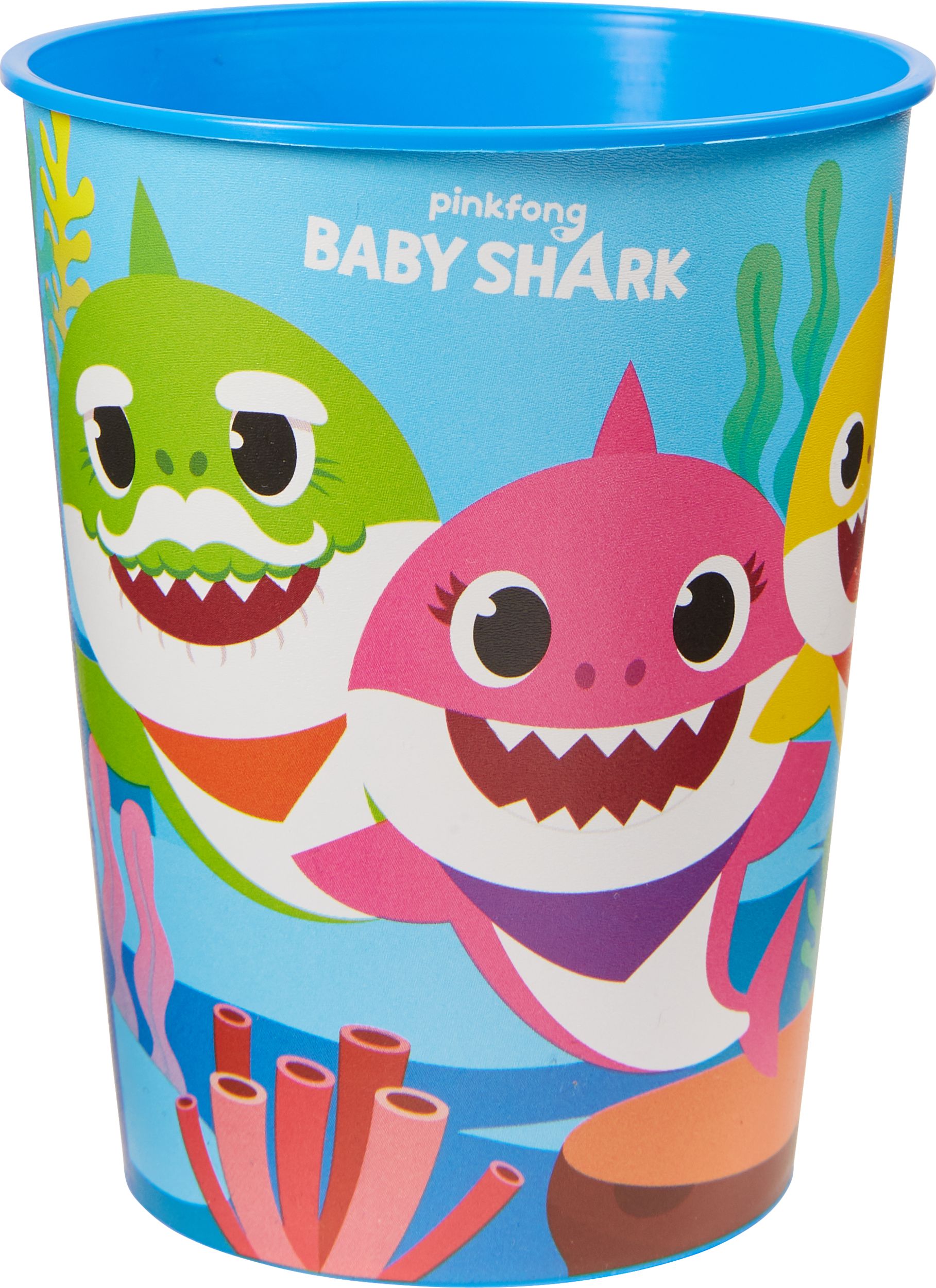 Baby Shark Plastic Reusable Favour Cup, Blue, 16-oz, for Birthday Party Front_Elevated