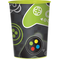 Level Up Video Game Reusable Party Favour Cup, Grey/Green, 16-oz Front_Elevated